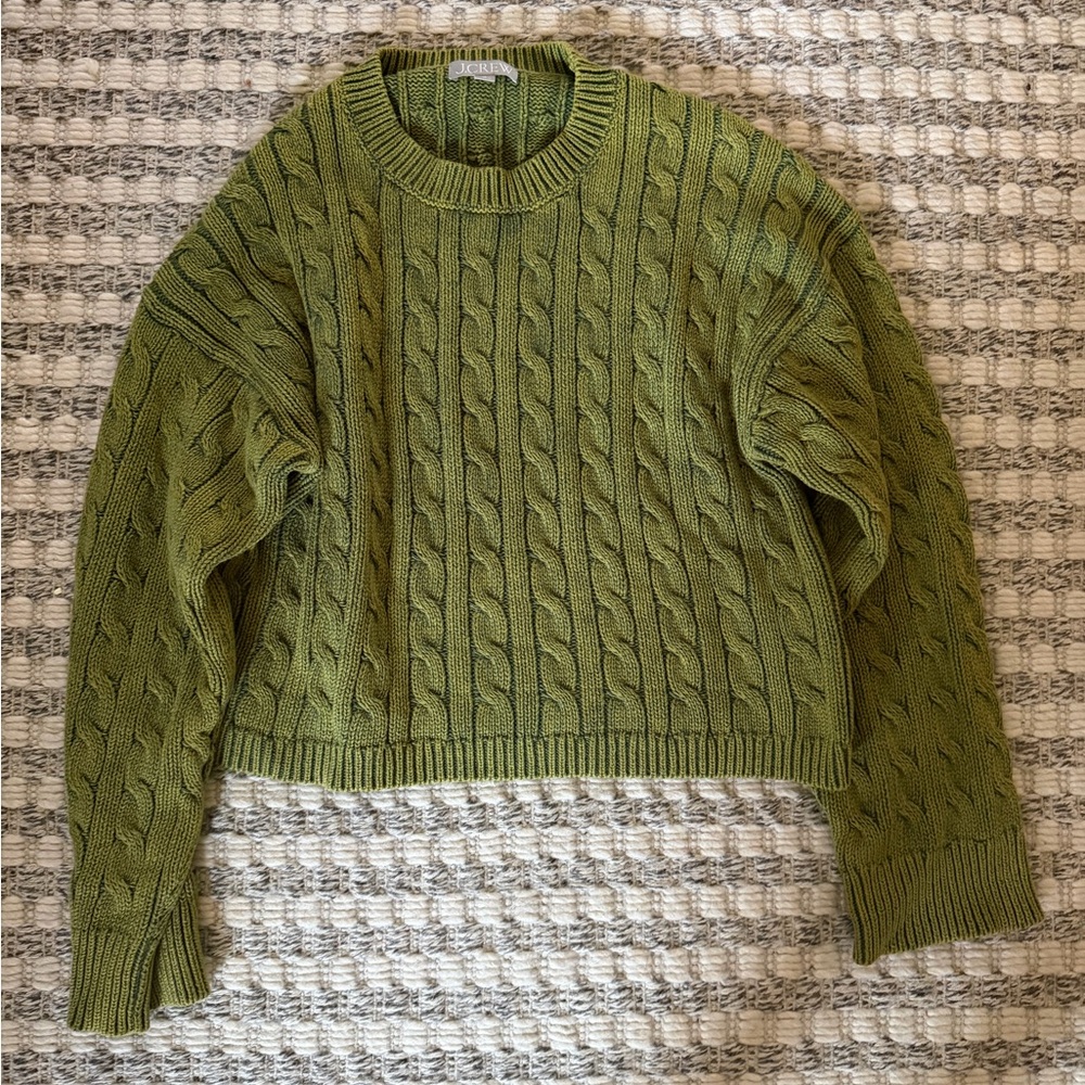 Green Cable Knit J. Crew Sweater Size M